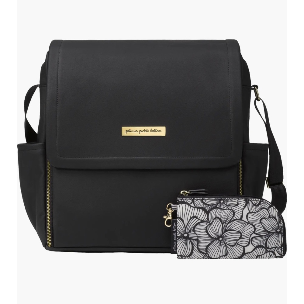 Petunia Pickle Bottom Black Baby Bag with Floral Pouch